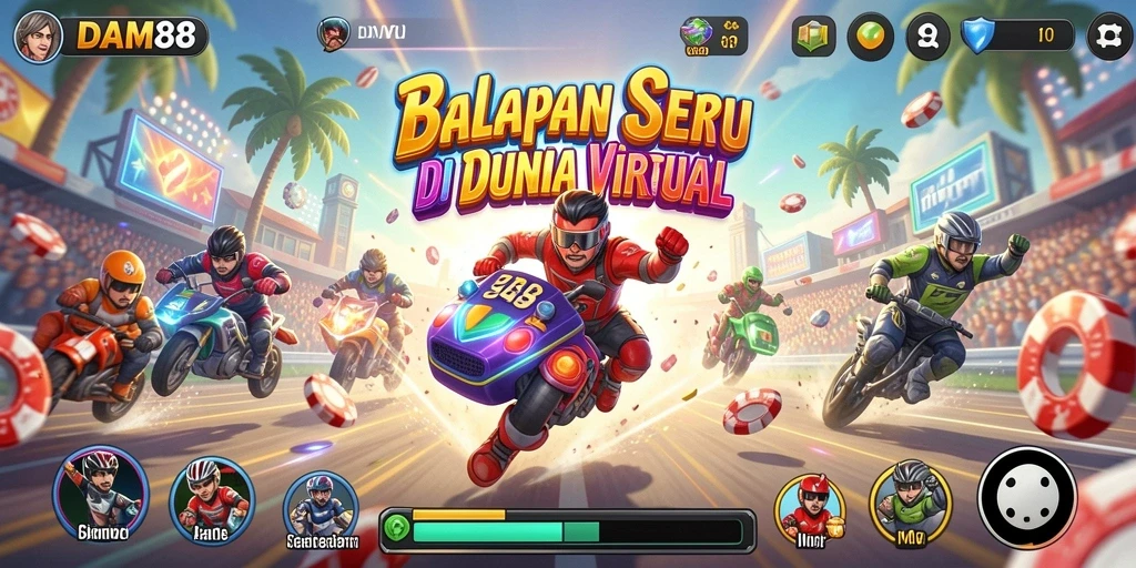 Tampilan gameplay balapan yang mendebarkan di DAM88.