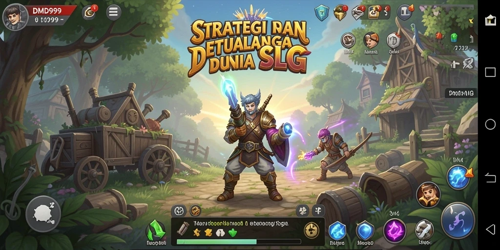 Screenshot gameplay DMD999 menampilkan strategi membangun kerajaan.