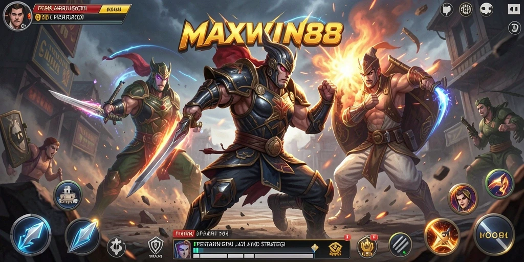 Tampilan gameplay aksi intens di MAXWIN88.