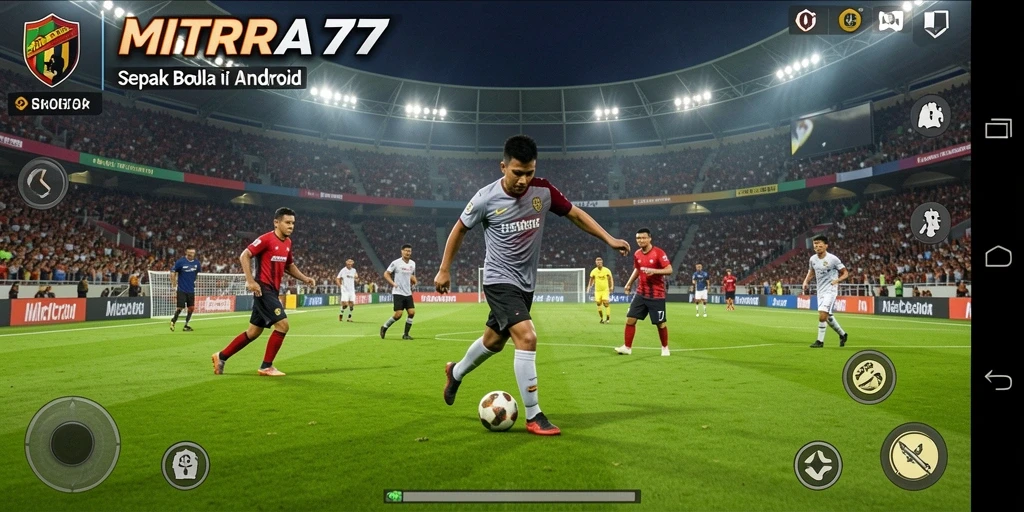 Tampilan gameplay sepak bola di MITRA77 dengan grafis yang menawan.