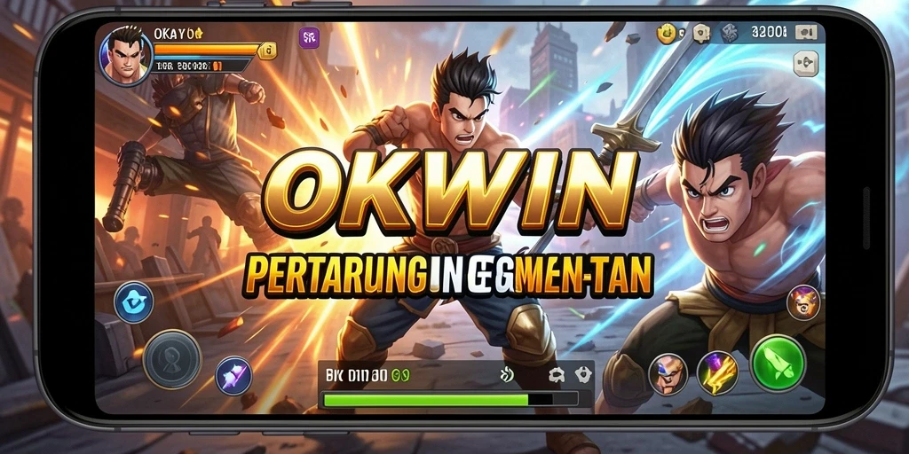 Screenshot menunjukkan aksi pertarungan seru di OKWIN dengan karakter yang dinamika.