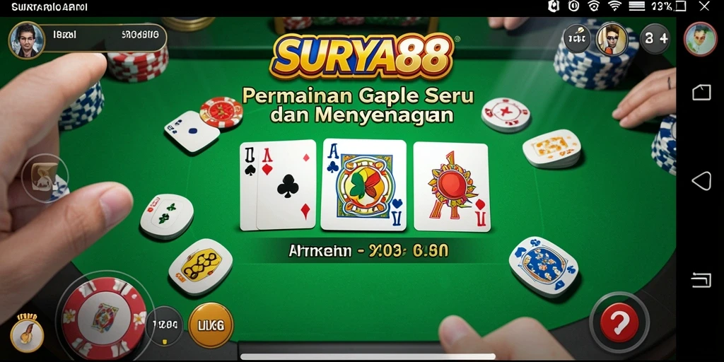 Tampilan gameplay seru dari SURYA88 dalam bermain Gaple.